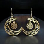 Celestial Tree of Life Crescent Moon Earrings