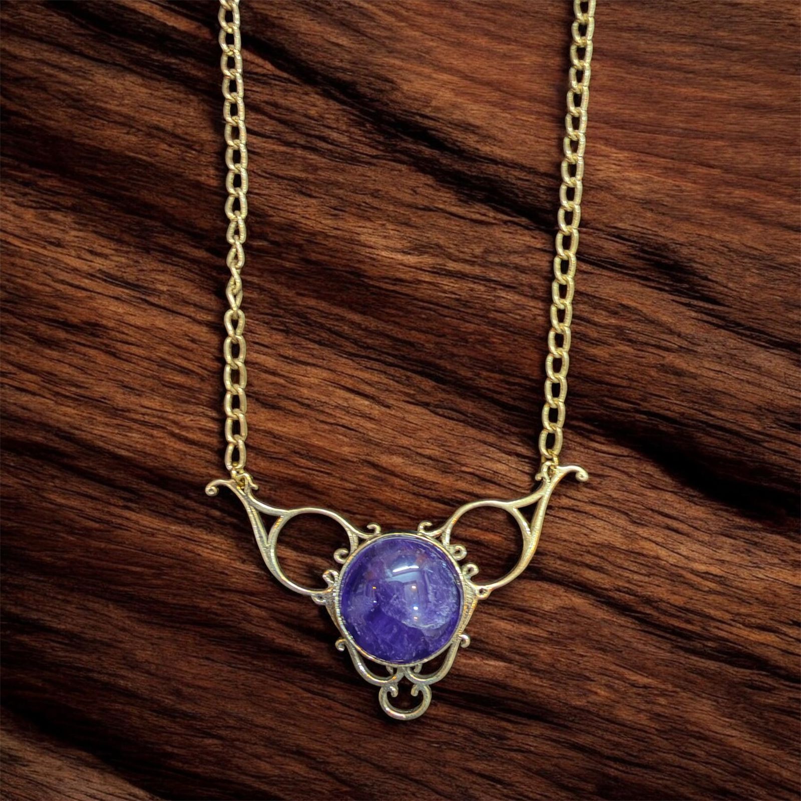 Enchanted Art Nouveau Purple Cabochon Necklace